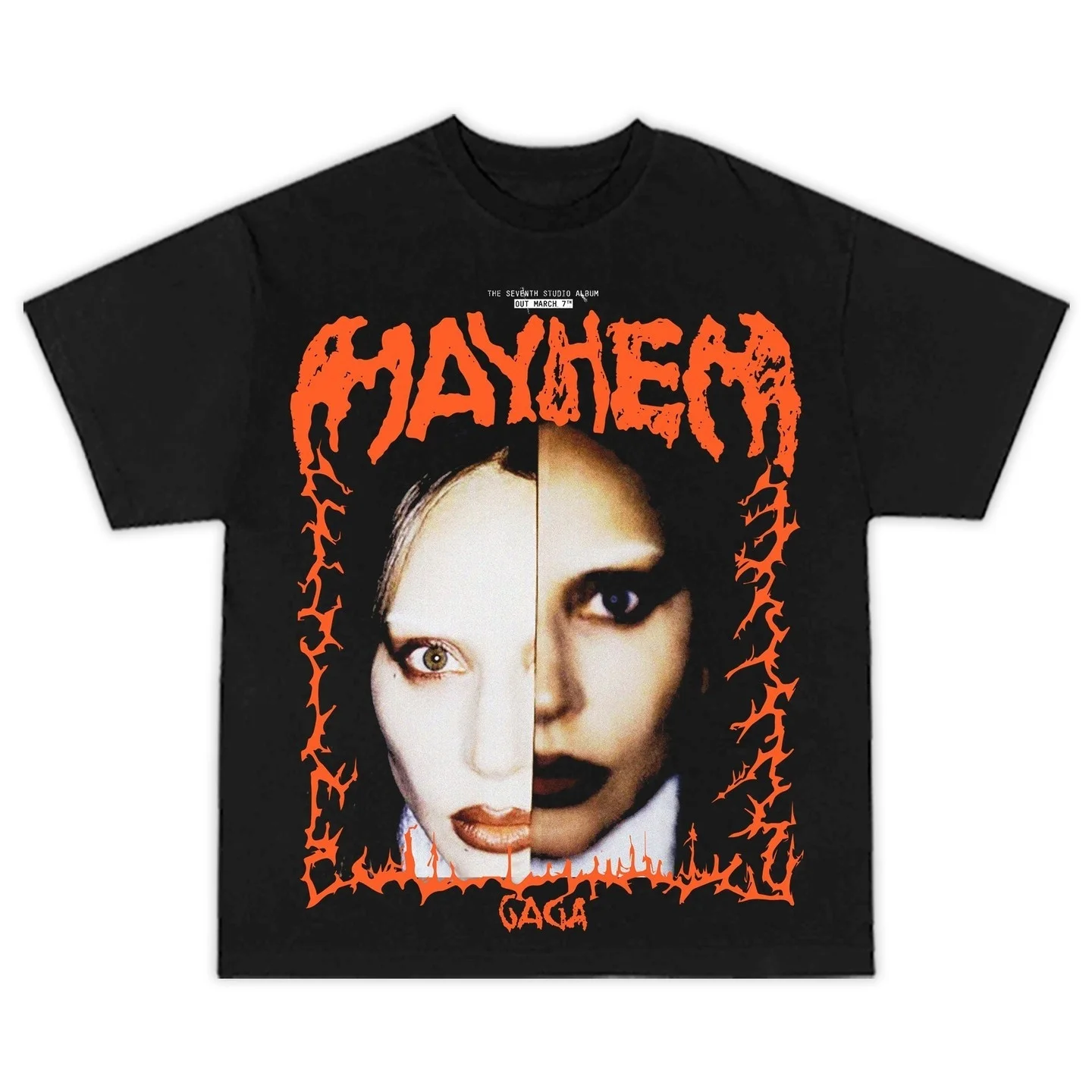 y2k LADY GAGA 2022 tシャツ S Women's Lady Gaga Red Lip Short Sleeve Graphic T-Shirt