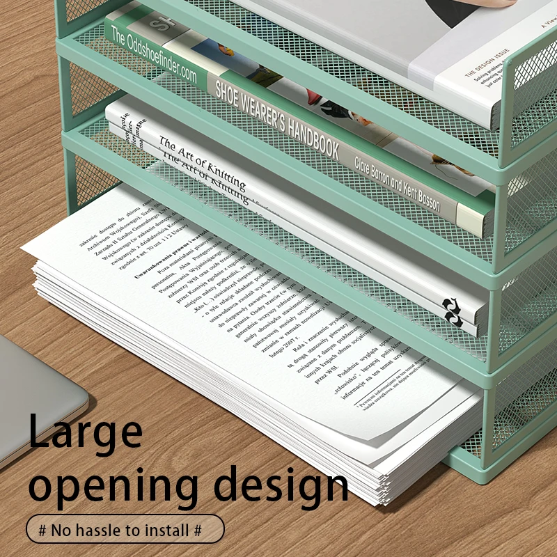 Letter tray with handle mesh desktop file organizer paper tray desktop organizer for school office home metal mesh