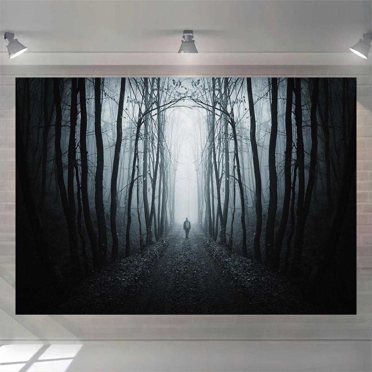 Dark Art Polyster Haunted House Sfondo Forest Pathway Photography Decoration Background Bat Halloween Theme Party