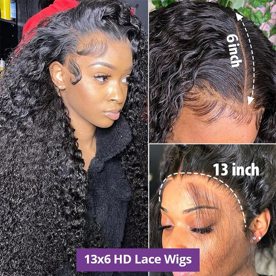 13x6 Human Hair Wig HD Lace Frontal Human Hair Wigs For Women Cheap 30 40 Inch Loose Deep Wave Curly Brazilian Choice Black 2