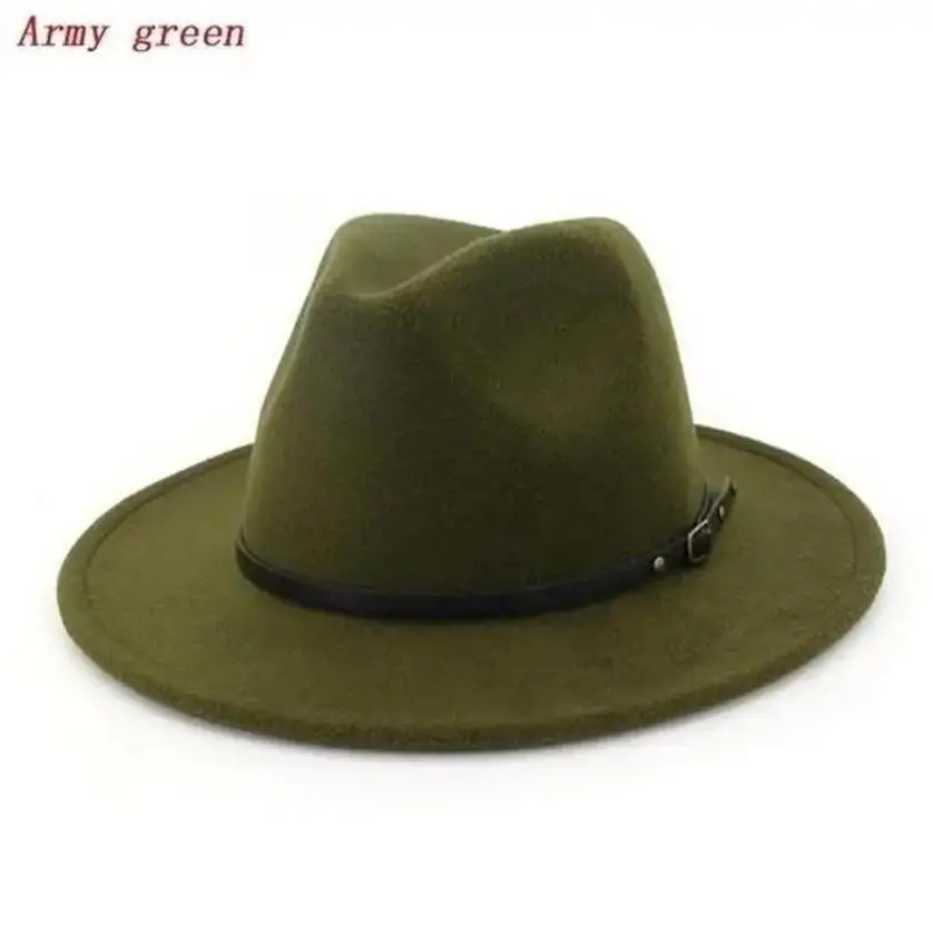 1 Pcs Handsome Men/Women New Arrival Wool Top Hat Jazz Retro Black Wool Gentlemen Hat Flat Brimmed Wide Brim Hat Woman Gifts