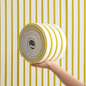 วอลเปเปอร์โฟมกันกระแทกแบบมีกาวในตัว ตกแต่งบ้าน 3 มิติ แผ่นผนัง PVC แบบลอกและติด สำหรับตกแต่งผนังห้องนอน 14