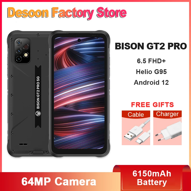 

UMIDIGI Bison 2/Bison 2 Pro Rugged Smartphone 6.5''FHD+ Helio P90 Android 12 128GB+256GB 48MP Camera 6150mAh NFC Cellphone