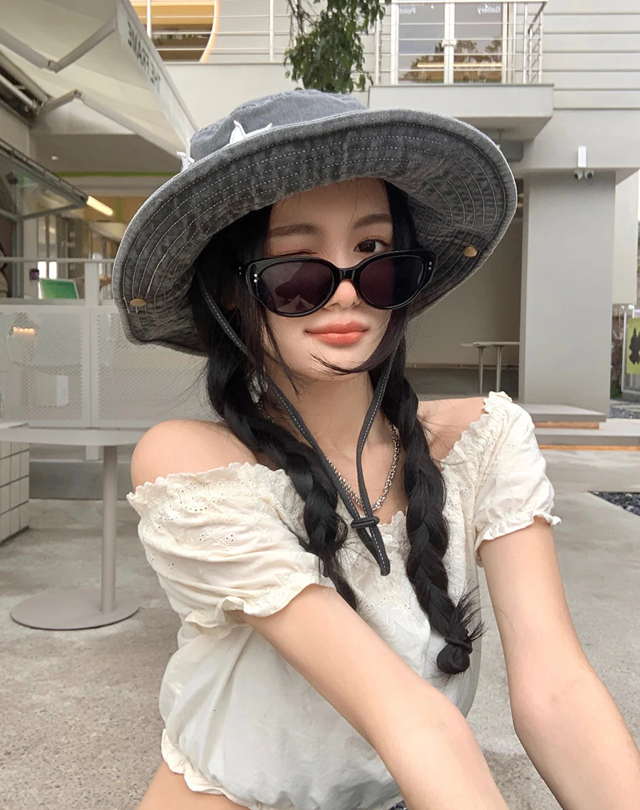 Žhavý výprodej růžových retro klobouků s velkou krempou, punkových hvězd Y2K, letních venkovních, slunečních, horolezeckých, kovbojských, ležérních, jazzových_voghion.com