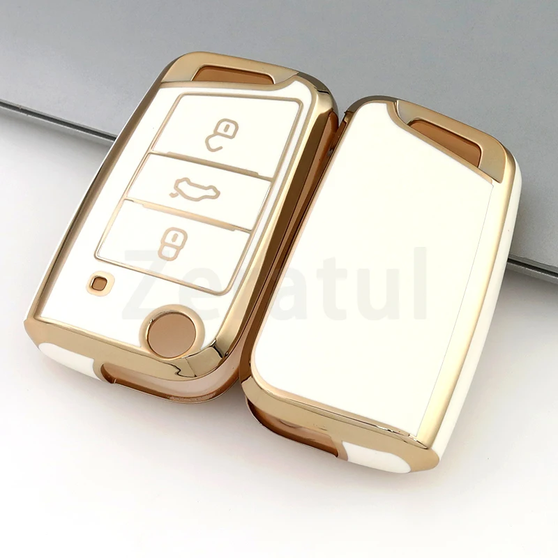 Key Case Car Key Shell Key Shell TPU Car Flip Key Case Cover Shell For VW Volkswagen Golf 7 MK7 Tiguan MK2 For Skoda Octavia Kodiaq Seat Ateca Leon FR Ibiza