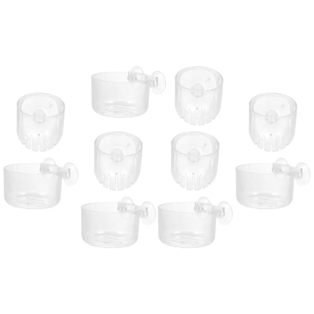 

10Pcs Acrylic Aquatic Planter Fish Tank Suction Cups Plant Pot Aquatic Plant Cups with Hole