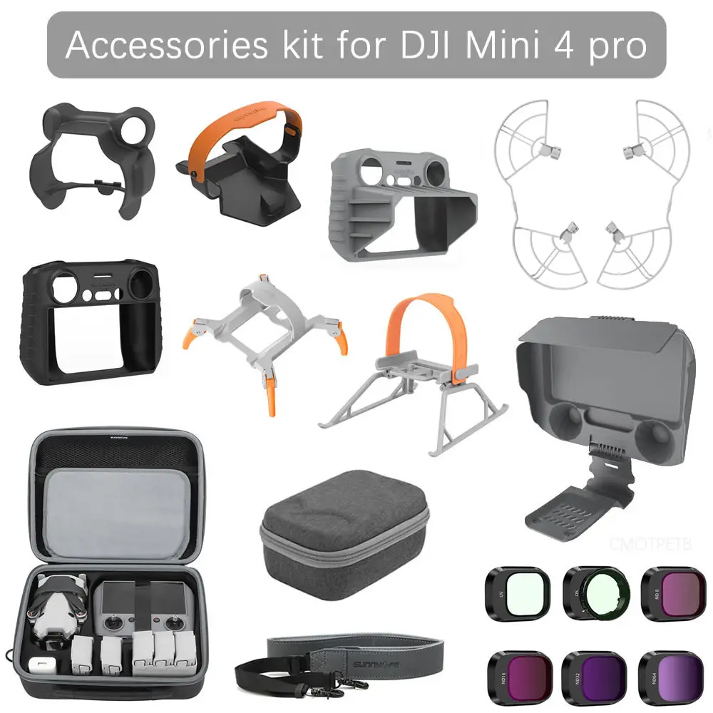 Accessories Kit for DJI Mini 4 Pro Landing Gear Lens Cap Propeller