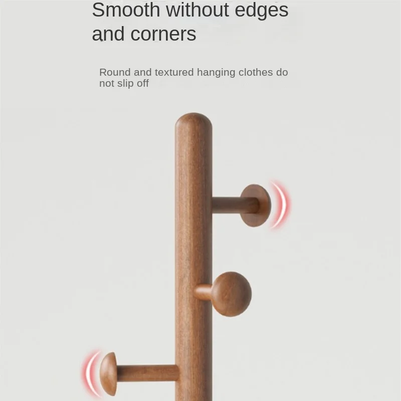 X&D Solid Wood Coat Rack Floor Hanging Clothes Rack Simple Modern Bag Rack Bedroom Household Single Pole Vertical Drying