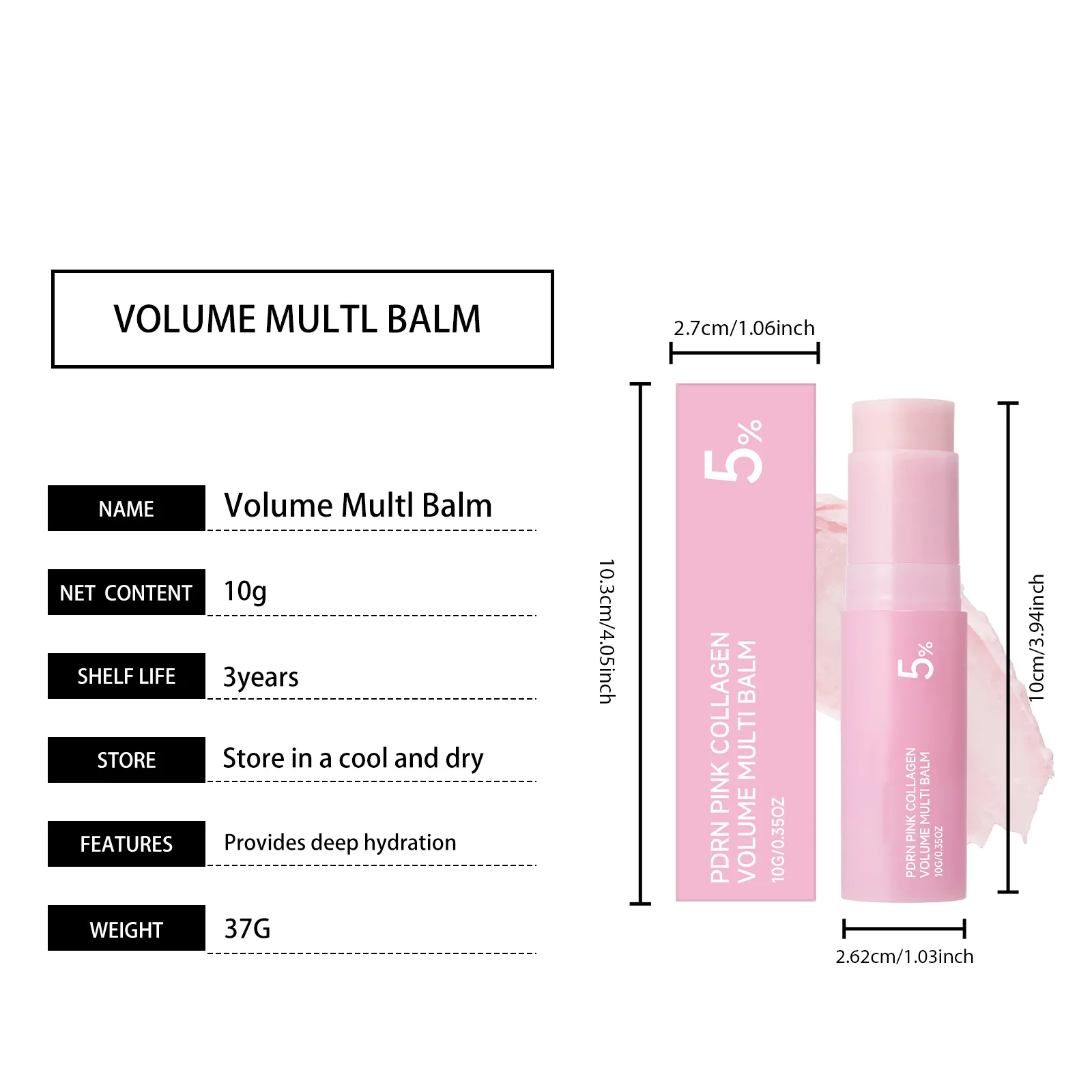 Kollagen Multi-Balm zur Hauterneuerung, Reduzierung von Rauheit, Reparatur von Geschädigter Haut, Aufhellung des Teints, Glättung Feiner Linien, PDRN Multi-Balm-Stick – Detail 1