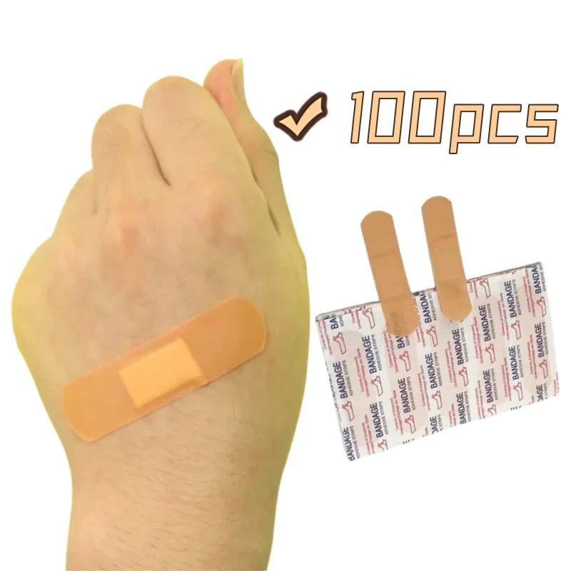 

100pcs Band Aids Waterproof Breathable Cushion Adhesive Plaster Wound Hemostasis Sticker Band First Aid Bandage Medical Gauze