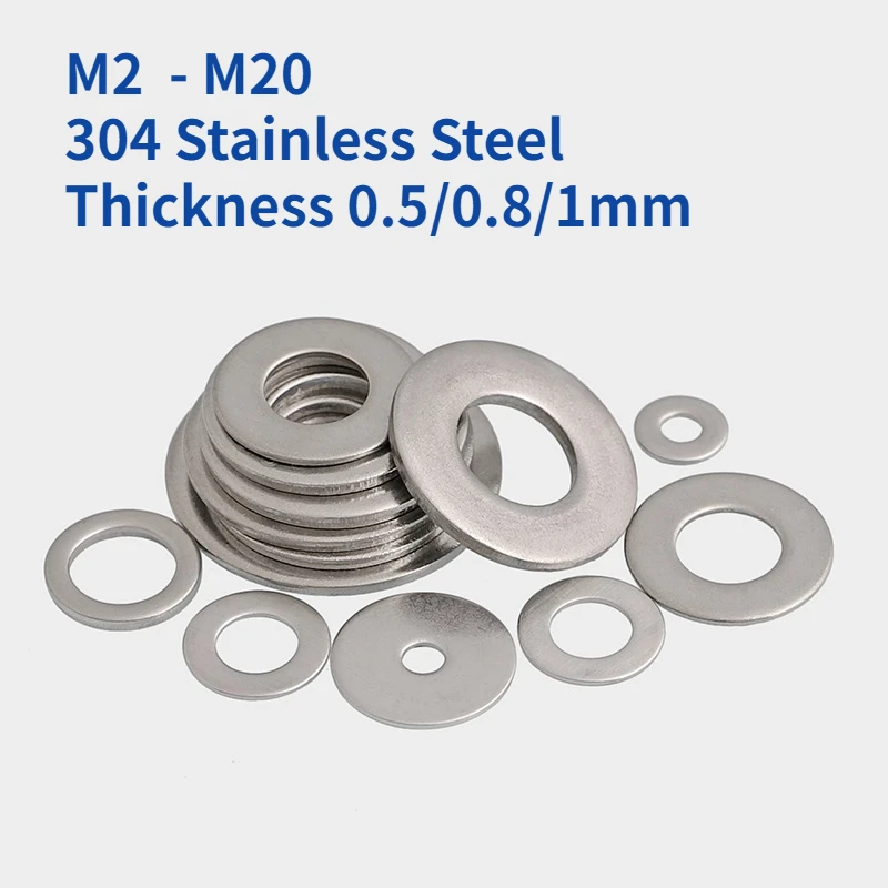 M2 M2.5 M3 M4 M5 M6 M8 M10 M20 304 Stainless Steel Flat Washer for