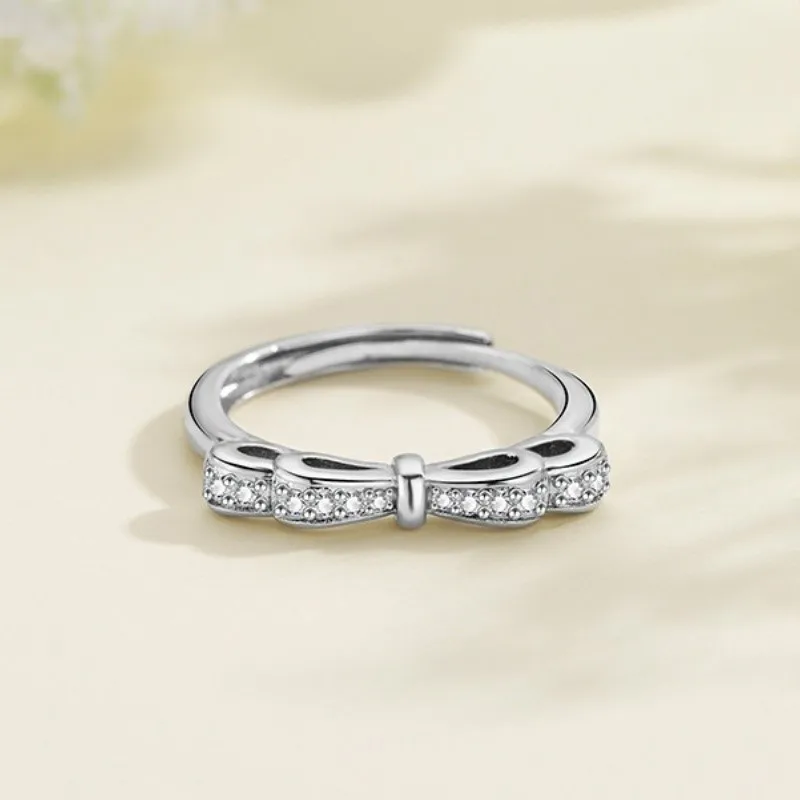 Elegant Fashion Bowknot Couple Ring for Women Men Statement Lovers Zircon Rings Valentine's Day Party Jewelry Gifts