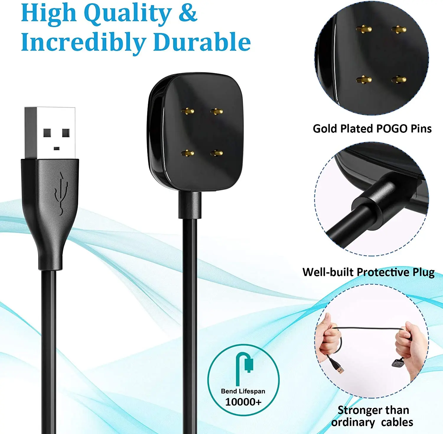 Smartwatch USB Charging Cable Replacement - 3.3ft