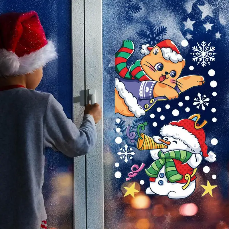 Christmas Window Clings Static Clings Stickers Decoration Christmas Theme Party Ornaments Window Glass Doors Desktop