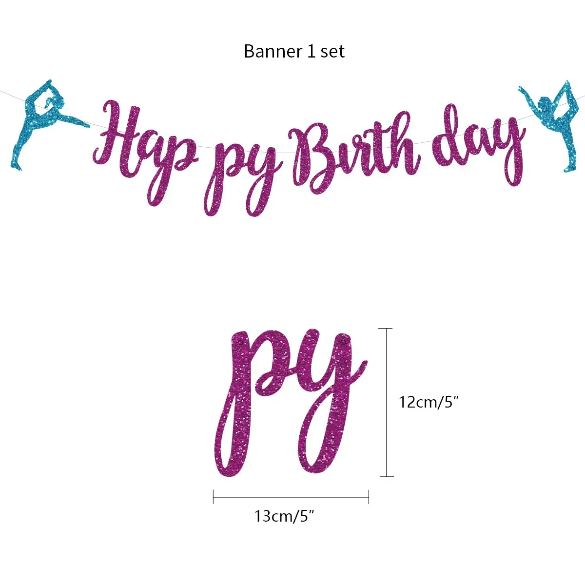 Description Picture 4 of itemSursurprise Gymnastics Theme Birthday Party Decoration Balloons Happy Birthday Banner Cake Topper Gymnast Girl Party Supplies