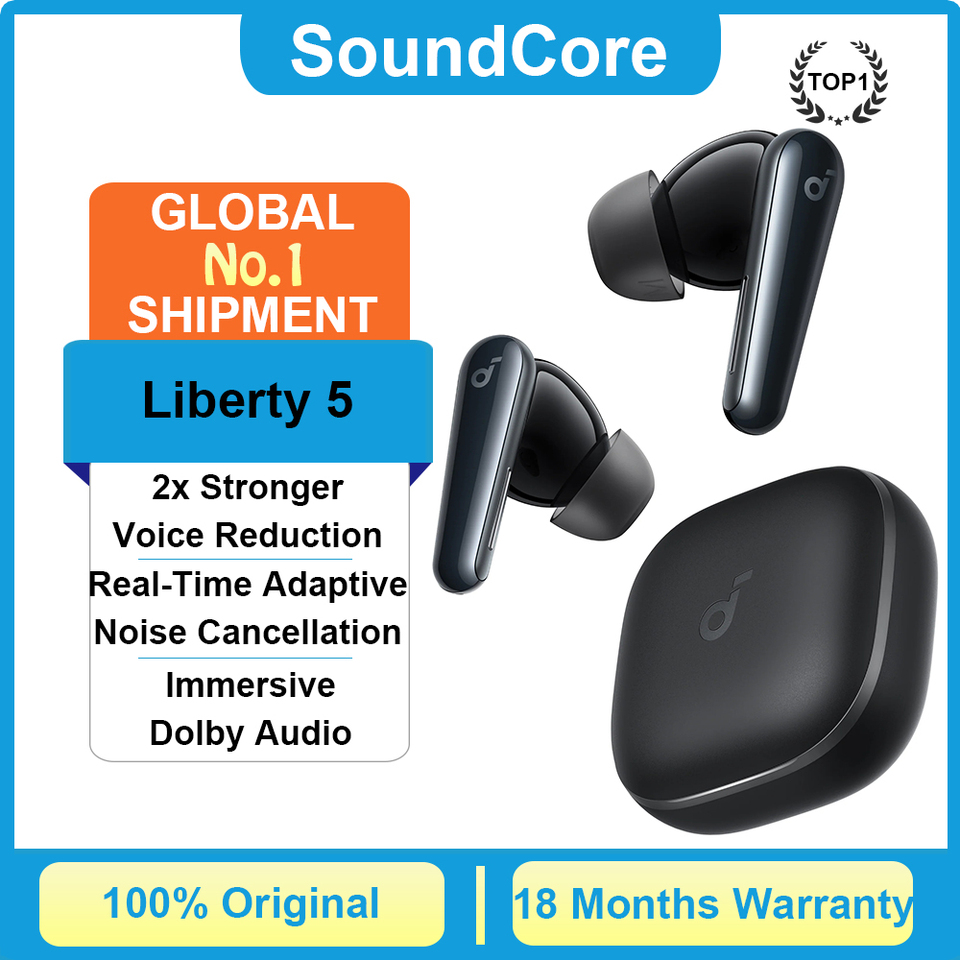  Soundcore by Anker Liberty 5 Wireless Earbuds 2x Stronger Voice Reduction Earphone Dolby Audio Headphones 6-Mic AI Clear Calls