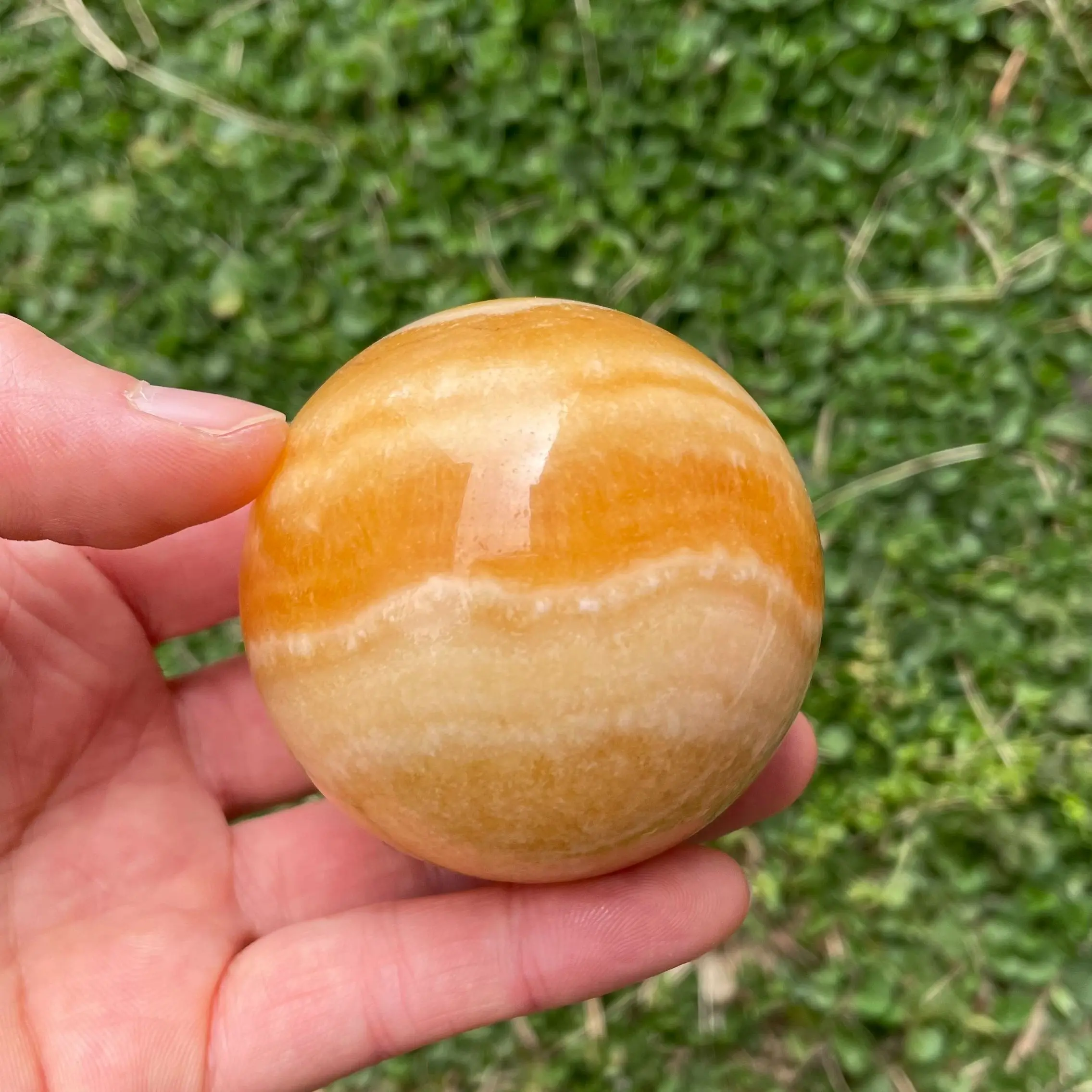 High Quality Natural Polished Orange Calcite Quartz Sphere Yellow Calcite Crystal Ball Healing Stone Home Decoration Gift 2