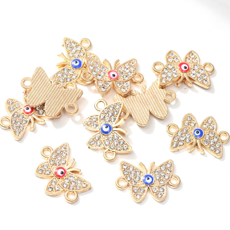 

10pcs/lot 18*13mm Rhinestones Butterfly Eye Connector Pendant DIY Necklace Bracelet for Jewelry Making Findings