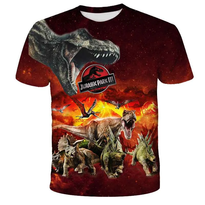 t-shirt cartoon	 2022 Dinosaur Boy T-shirts Summer Kids Clothes Animal T Shirts Children Polyester Top Tee For Jurassic Park Costume Girl T-shirt t-shirt in kid	