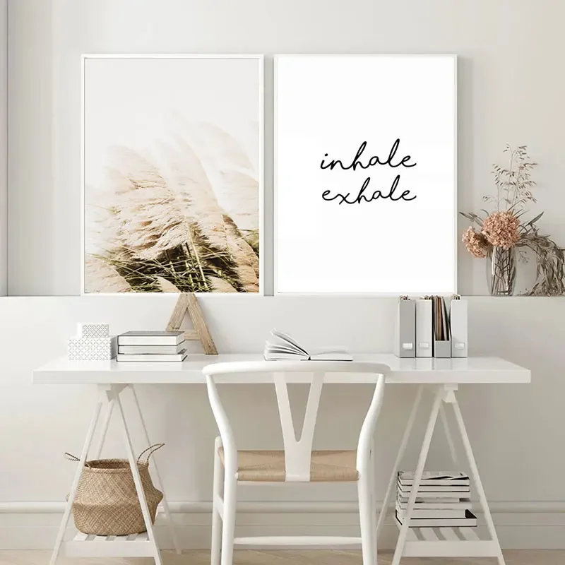 

Namaste Definition Canvas Painting Pampas Grass Wall Art Inhale Exhale Wall Art Pictures for Living Room Boho Decor Yoga Poster