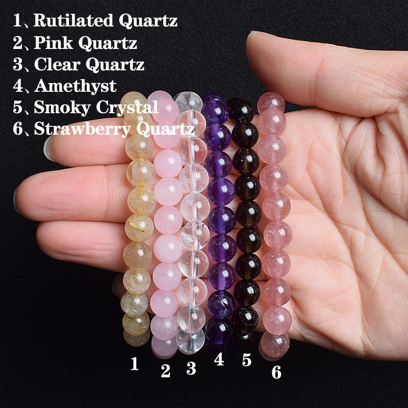 Natural Smoky Quartzs Crystal Bracelet High Quality Round 4-12 MM Beads Bracelets Healing Energy Tea Rock Crystals Jewelry Gifts images - 6