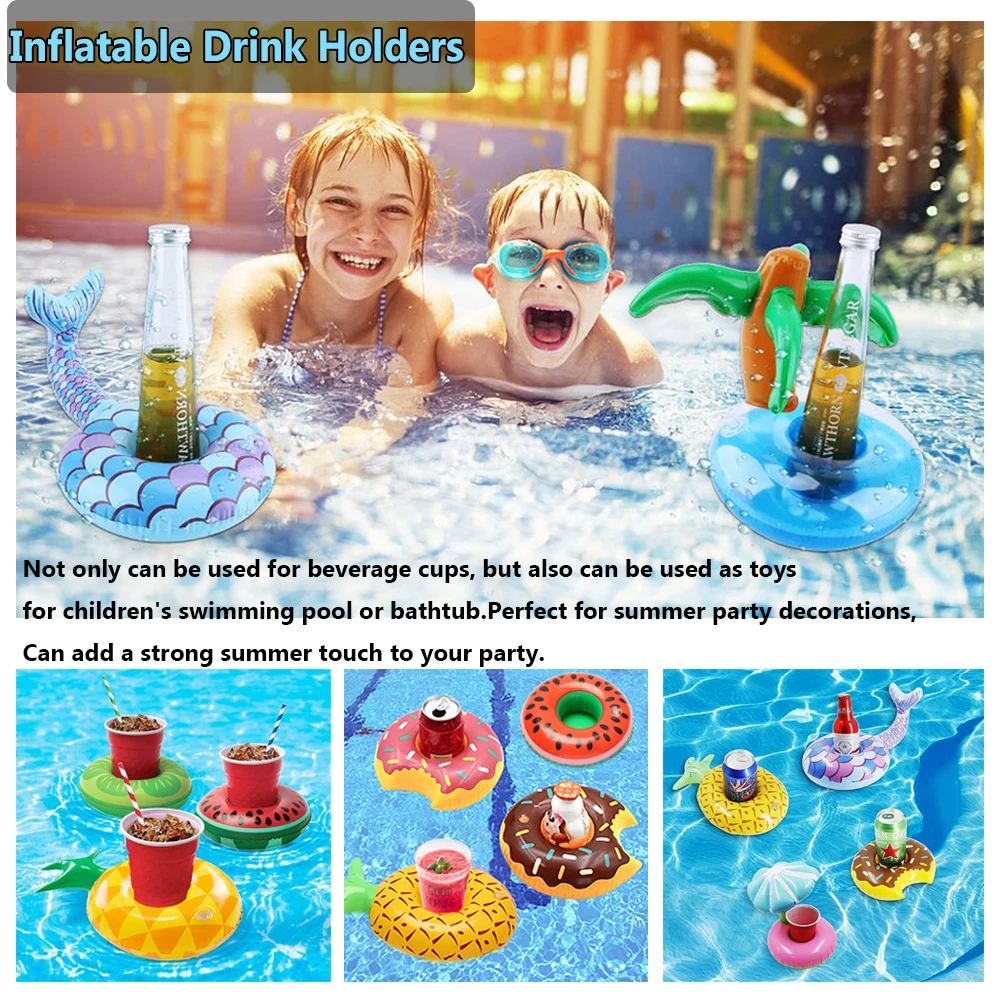 1Pcs Pool Party Pool Floaties Bar Coasters Swimming Pool Float Inflatable Drink Holders Inflatable Cup Coasters Drink Floats