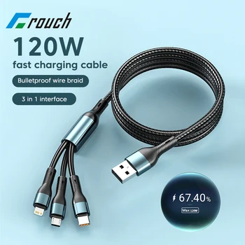 3in1 USB C Cable For iphone 14 13 12 Pro Max USB To Type C Fast Charging Cable Micro Lightning For ipad Samsung Xiaomi Tablet