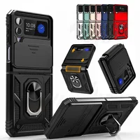 Slide Camera Lens Cover For Samsung Galaxy Z Flip 4 2022 Case Hinge Protection Magnetic Kickstand Military Shockproof Protective 1