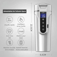 Bouilloire électrique Portable 12v/24v, tasse chauffante pour voiture intelligente, écran tactile, tasse thermique de 450ml, tasse chauffante pour voiture, température réglable 2