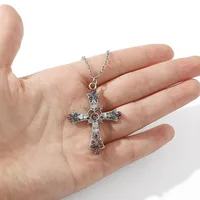 Y2K Fashion Heart Cross Pendant Necklace Pink Crystal Egirl Sweet Cool Clavicle Chain Necklaces Aesthetic Party Jewelry Gifts - Image 5