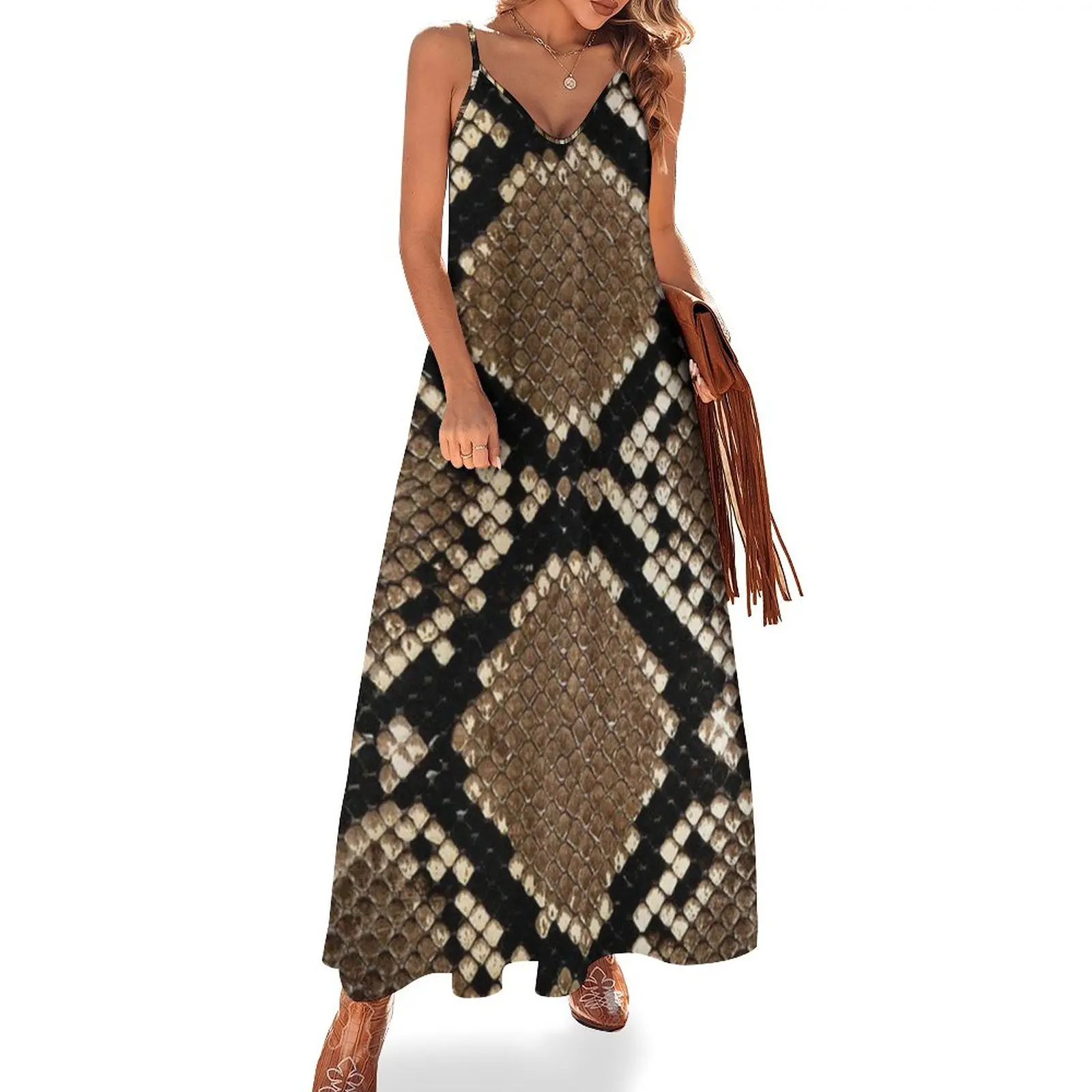 

Faux Snakeskin 2 Sleeveless Dress dresses for women dress for women