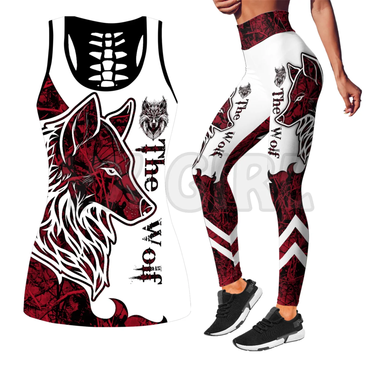 Eagle Warrior Polynesian Tattoo 3D Printed Tank Top+Legging Combo Outfit Yoga Fitness Legging Women dead combo – dead combo 1 cd