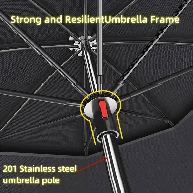 2.0-2.6M Fishing Umbrella Upgraded Stainless Steel Mechanical Adjustment Sunshade Large Beach Umbrella fold parasol