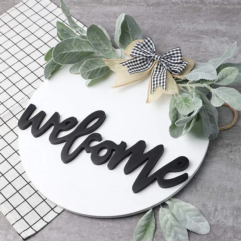 

Wooden Welcome Sign Ornament Hello Sign With Bowknot Hanging Round Rustic Decor Seasonal Ornament Easy Install Easy To Use