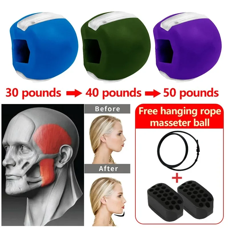 INGJIA 4 Piezas Ejercitador de Mandíbula, Mandibula Ejercicio Exerciser,  Masticador Mandibula Jaw Trainer, Tonificador Facial de mandíbula para