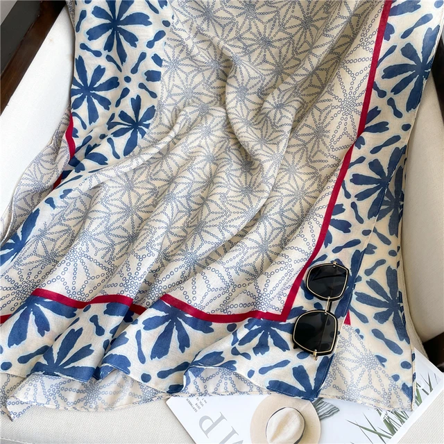 Design Print Cotton Linen Scarf for Women Fashion Autumn Shawl Wraps 180*90cm Beach Stoles Hijab Foulard Echarpe Bandana 2022 6