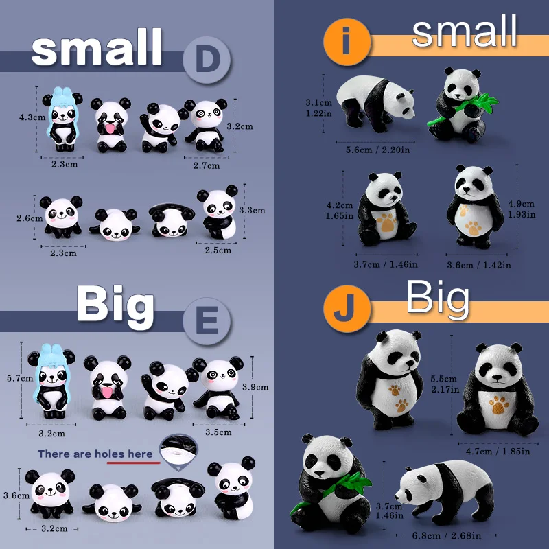 4Pcs New Panda Figurine Diy Home Kawaii Room Decor Miniature Fairy Garden Decoration Accessories Modern Children's Birthday Gift