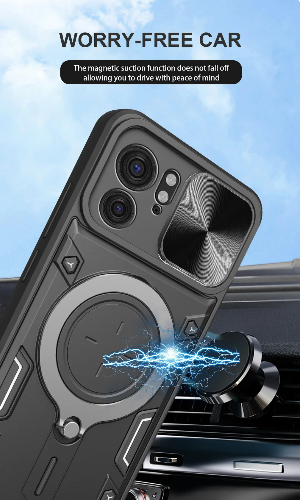 Infinix GT 30 Pro Magnetic Support Case with Rotating Metal Ring Holder 5