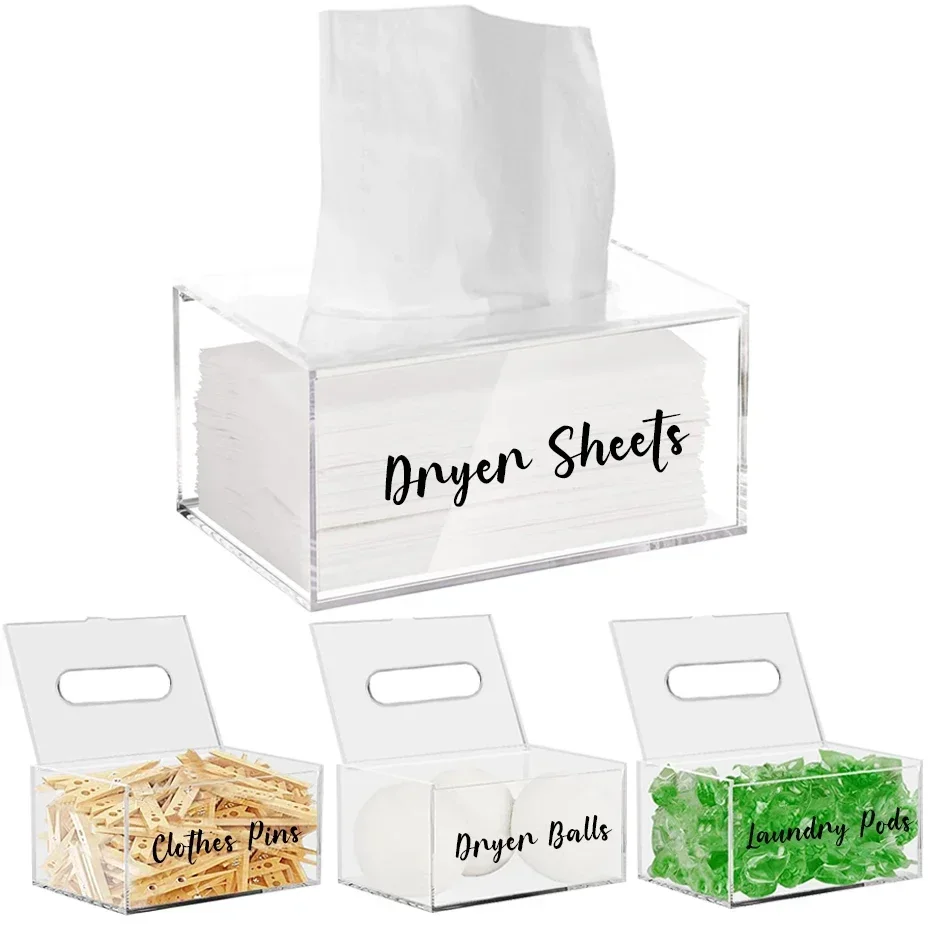 Sheets With Box Laundry Dispenser Lid Dryer Fabric Room Acrylic Softener Organizer Clear Storage Tissue 4
