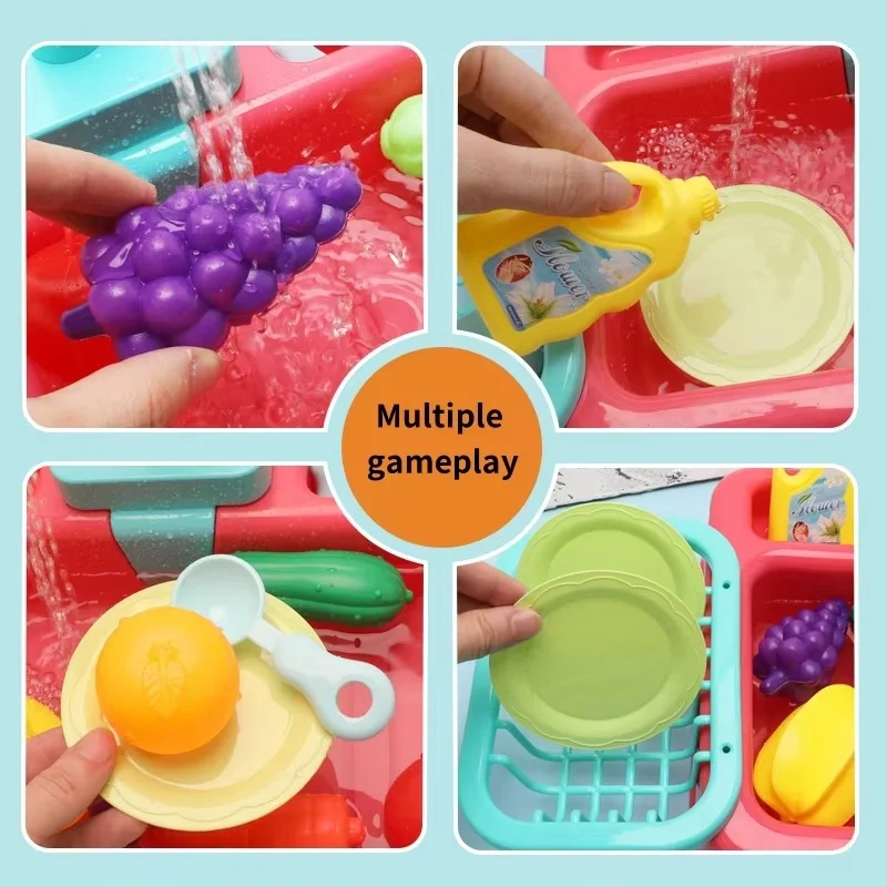 Kitchen Toy Plastic Dish Wash Sink Set Children Simulation Pretend Role Play Housework Kit Early Educational Toys For Children kitchen sink toys pretend kitchen toys kitchen toys educational toys
