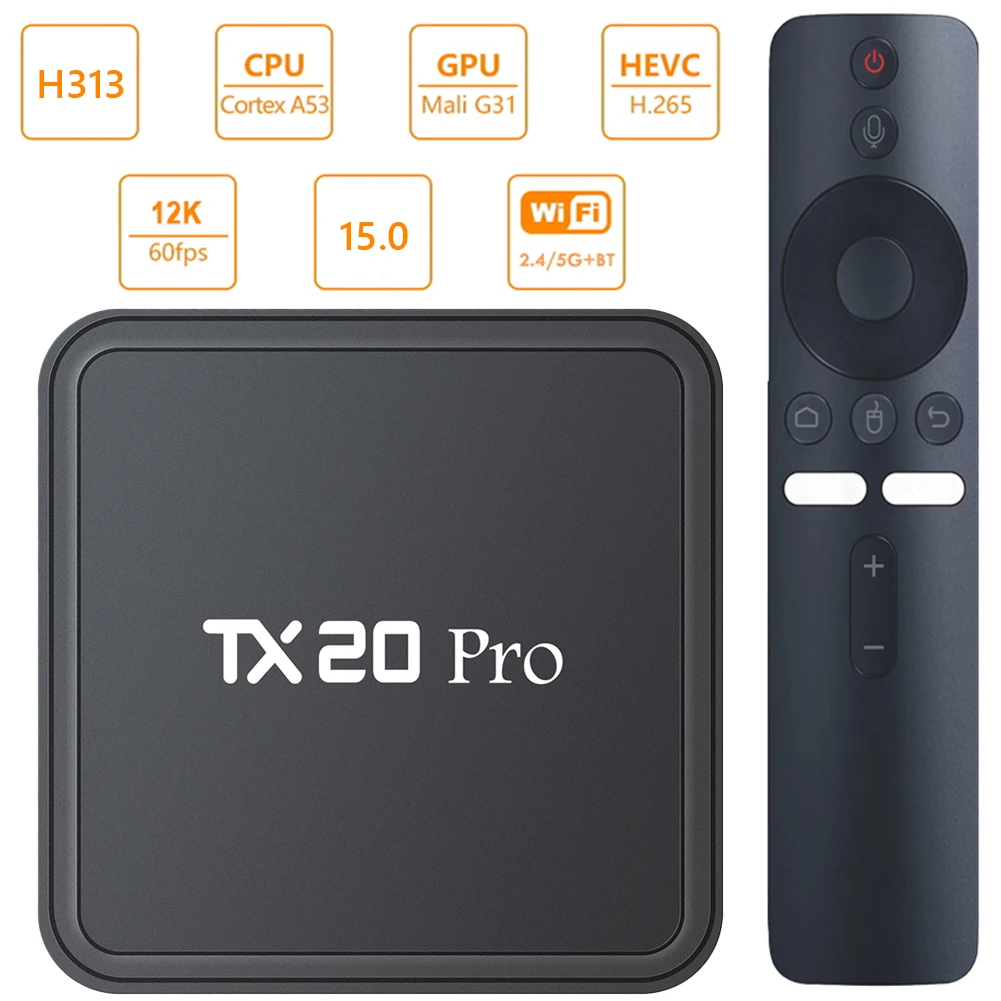 Android 15.0 Smart TV Box Allwinner H313 Quad Core 4K HD Media Player Dual WIFI BT5.2 Android TV Box 1GB 8GB