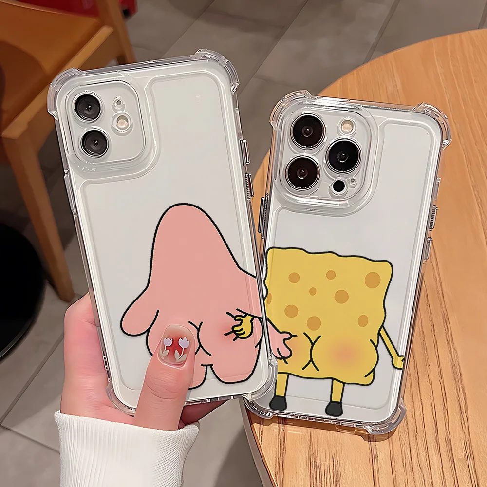 Adorable SpongeBobs Couple Clear TPU Phone Case