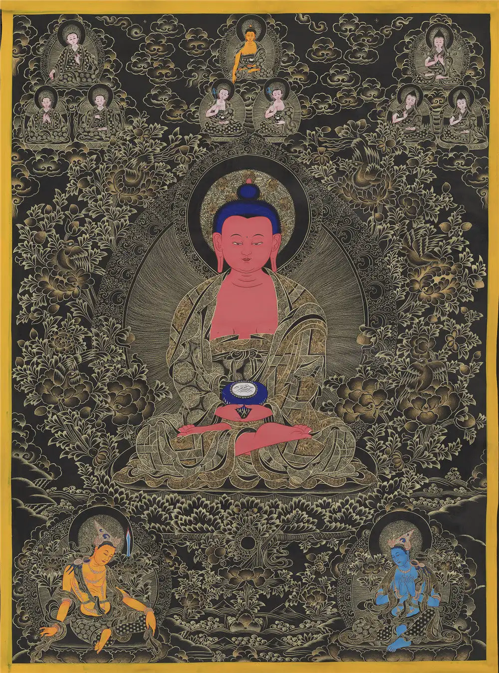 

Amitabha / Amitayus Thangka,Gandhanra Tibetan Buddhist Thangka Art,Giclee Printed and Hand Framed,47" × 32"