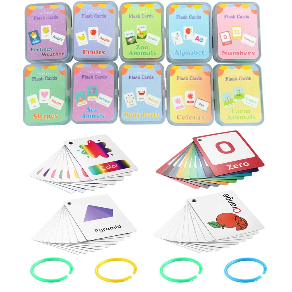 

Kids Montessori Baby Learn English Word Card Flashcards Cognitive Educational Toys Teaching Aids Memory Games Gifts for Children