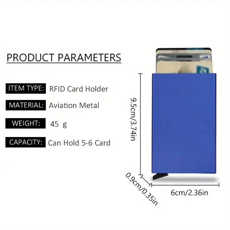 RFID Pop Up Card Holder Metal Thin Slim Men Women Wallets Minimalist Small Purse ID Credit Card Clip Business Box Wallet