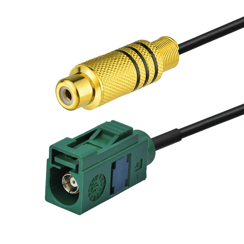 Green Fakra E to RCA Female Adapter Cable for Car TV