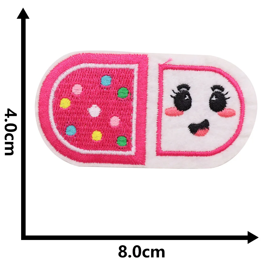 1Pcs Syringe Teeth Medicine Band-Aid Heart Mask Bow Tie First Aid Kit Infusion Embroidery Patches For Clothing Thermoadhesive 