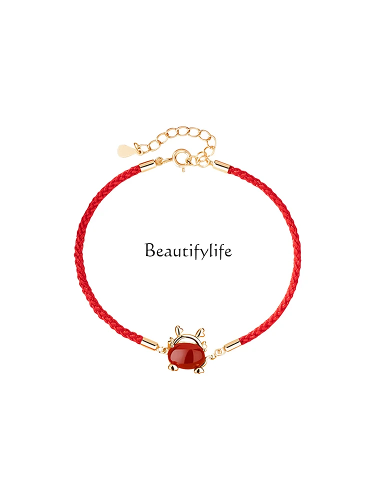 

Chinese Style Bracelet Year of the Dragon Braided Red Rope