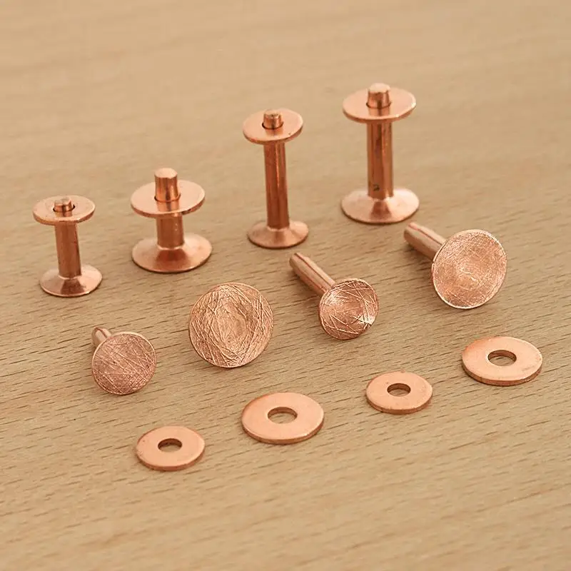 50pcs Rivets & Burrs,Solid Brass Rivets Studs Permanent Tack Fasteners |  WUTA