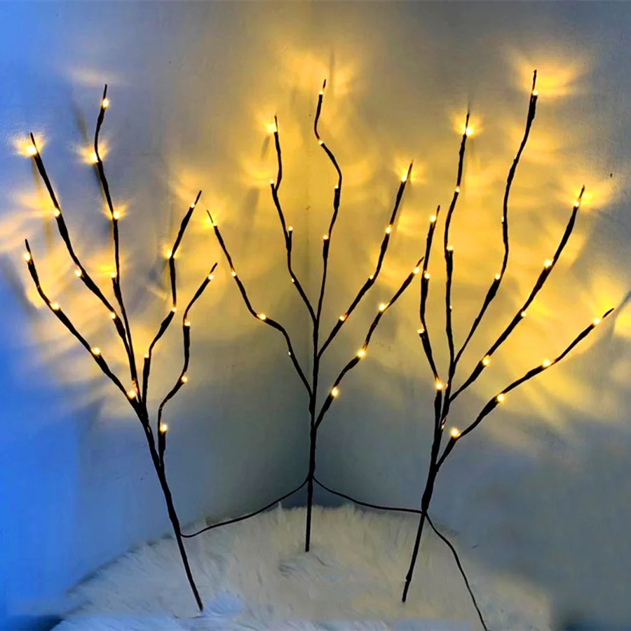 

3 Pack 20 LED Maple Leaves Willow Tree Branch Lights USB Powered With Switch Willow Twig Lighted Branch for Home Decoration